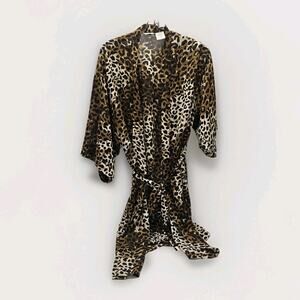 Vtg Y2K Secret Treasures Women's Sleepwear Kimono Robe Animal Print Size Large
